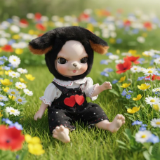 Adorable 10 Inch Porcelain Dress-up Baby Black rabbit Dolls (BJD)